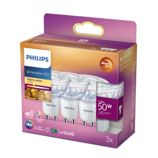 Philips LED Spot Classic 50W GU10 C90 WW 36D WGD (3 stuks)