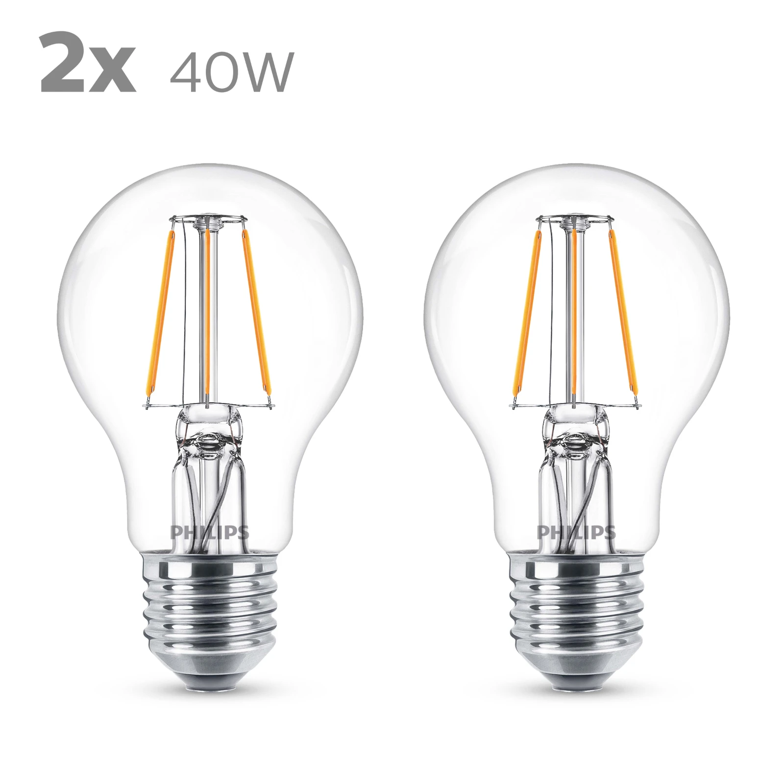 Philips LED Filament Classic 40W E27 A60 WW CL ND (2 stuks)