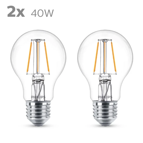 Philips LED Filament Classic 40W E27 A60 WW CL ND (2 stuks)