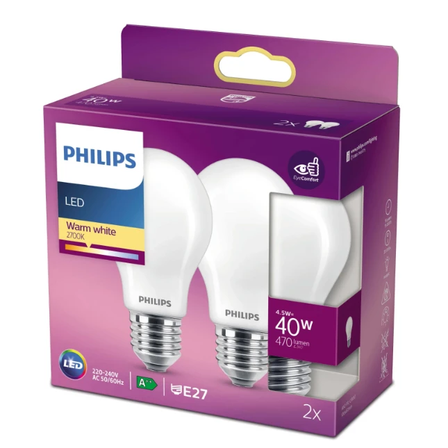 Philips LED Lamp Classic 40W E27 A60 WW FR ND RF (2 stuks)