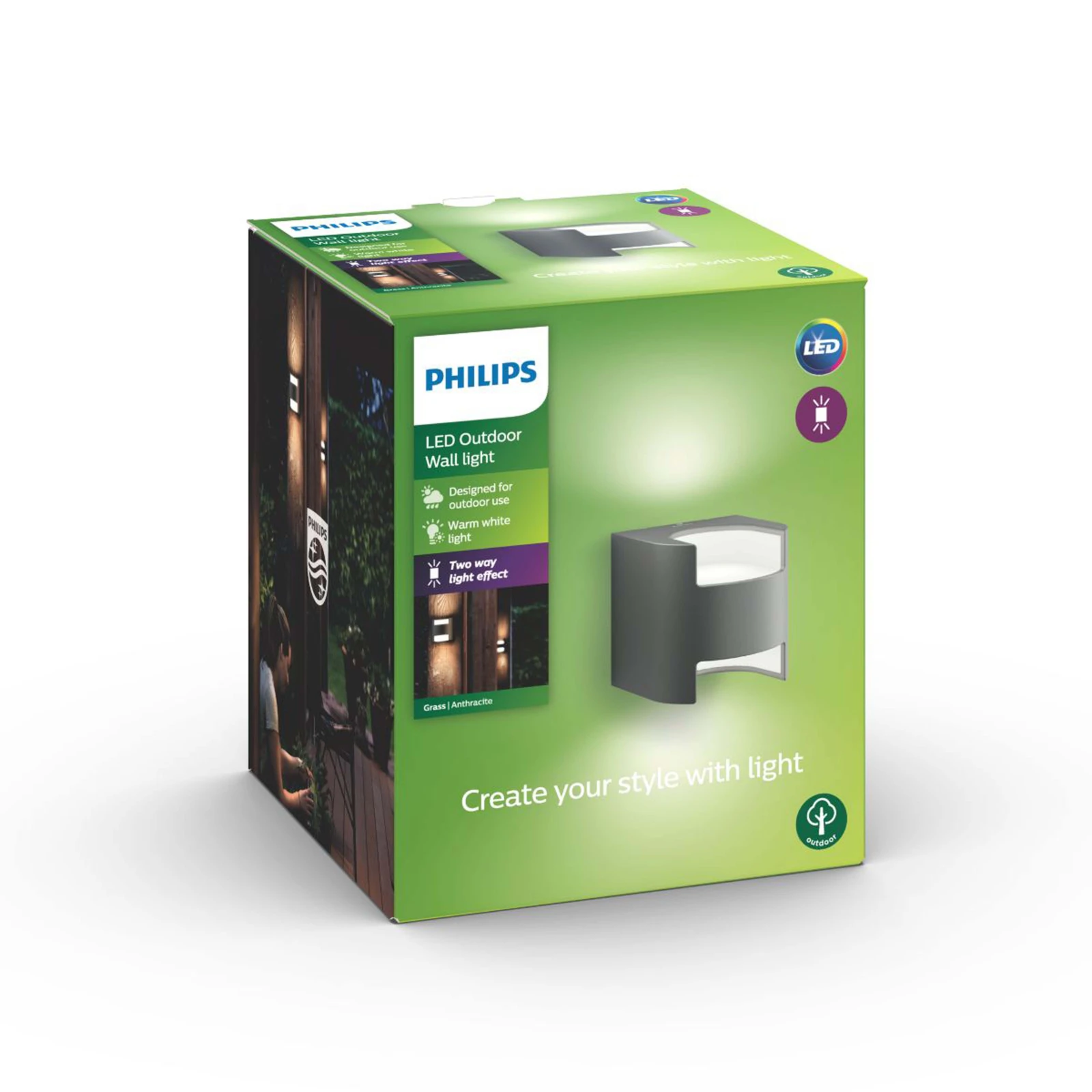 Philips Buitenwandlamp Grass 2x4.5W SEL antraciet