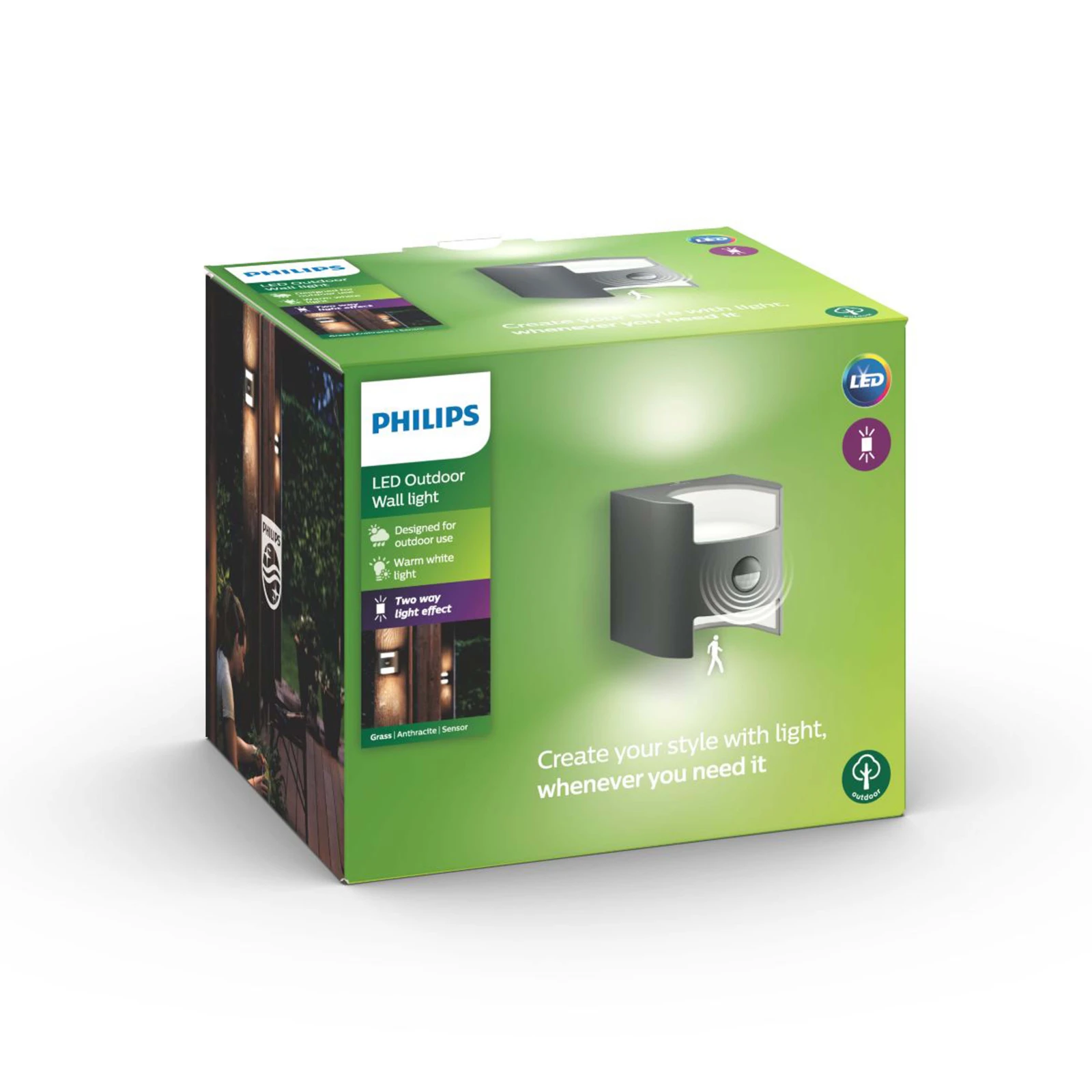 Philips Buitenwandlamp Grass IR 2x4.5W antraciet