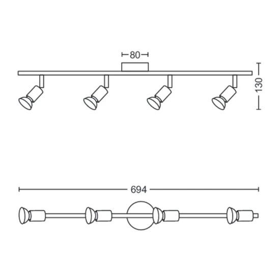 Philips Plafondspot Limbali 50W nikkel - 4-spots