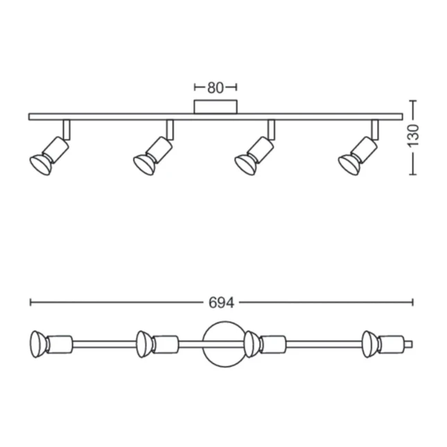 Philips Plafondspot Limbali 50W nikkel - 4-spots