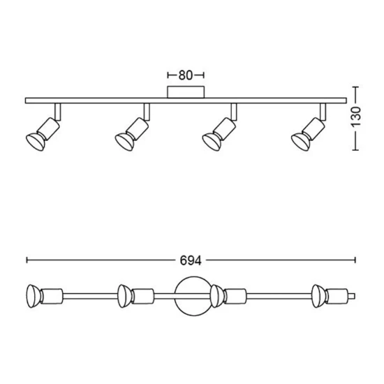 Philips Plafondspot Limbali 50W nikkel - 4-spots