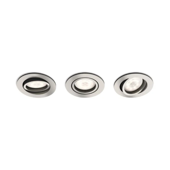 Philips LED-inbouwspot Shellbark rond 4.5W nikkel (3 stuks)