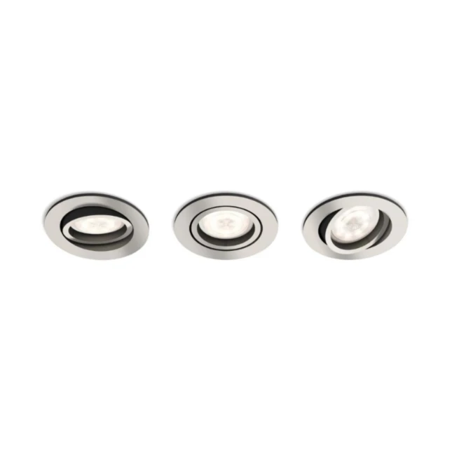 Philips LED-inbouwspot Shellbark rond 4.5W nikkel (3 stuks)