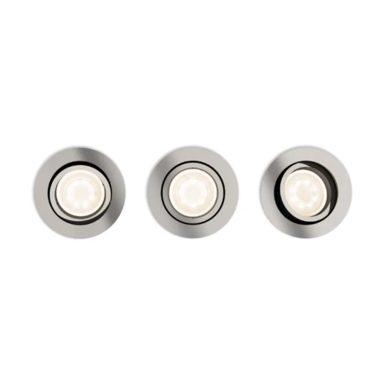 Philips LED-inbouwspot Shellbark rond 4.5W nikkel (3 stuks)