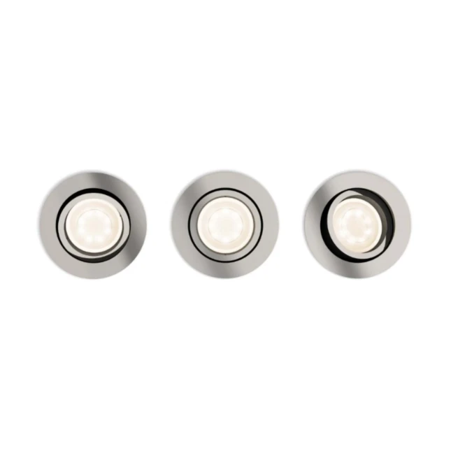 Philips LED-inbouwspot Shellbark rond 4.5W nikkel (3 stuks)