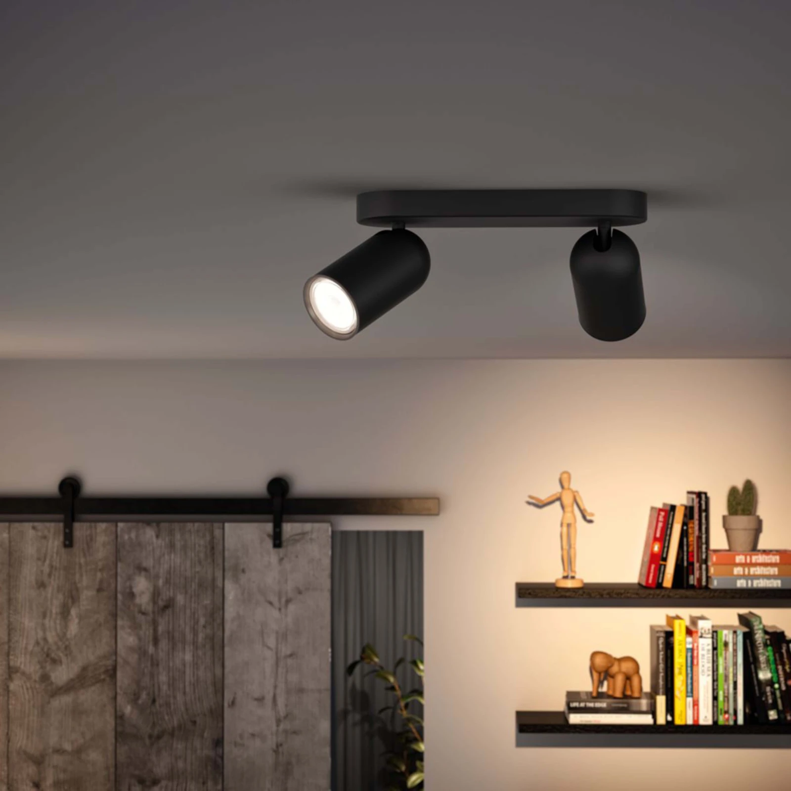 Philips Plafondspot Pongee zwart 2-spots