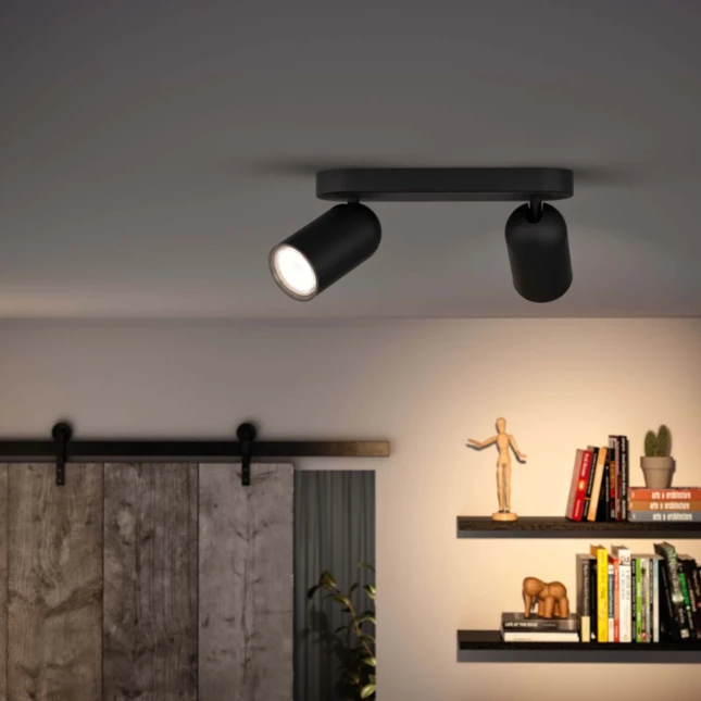 Philips Plafondspot Pongee zwart 2-spots