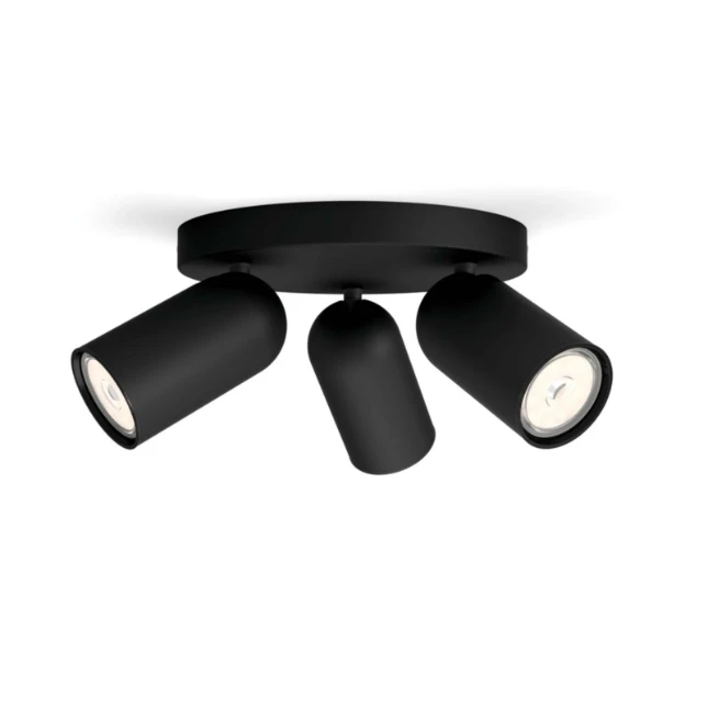 Philips Plafondspot Pongee zwart 3-spots