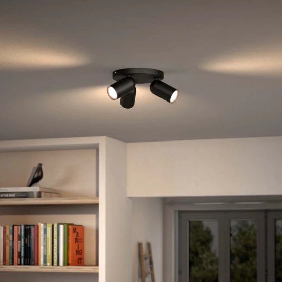 Philips Plafondspot Pongee zwart 3-spots