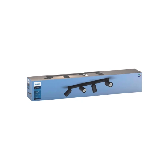 Philips Plafondspot Pongee zwart 4-spots