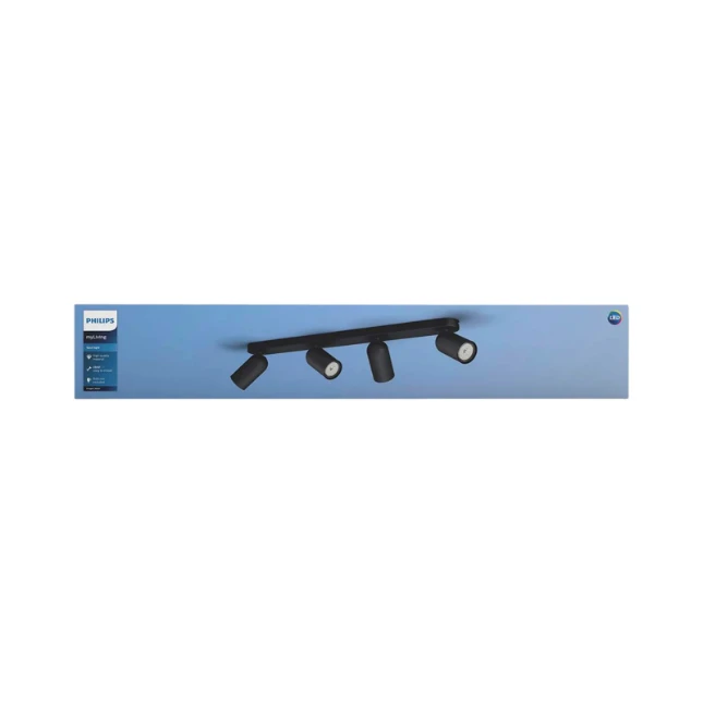 Philips Plafondspot Pongee zwart 4-spots