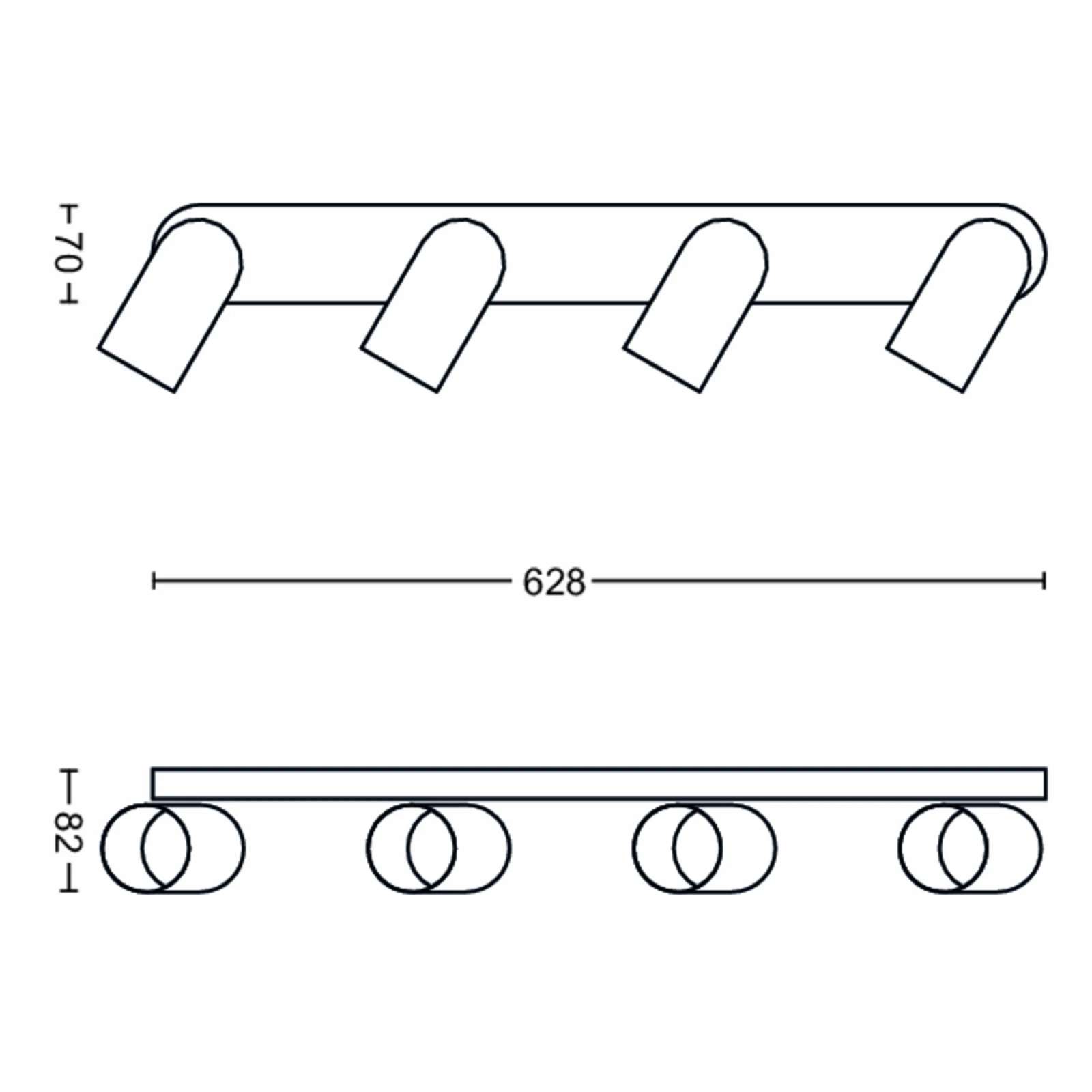 Philips Plafondspot Pongee zwart 4-spots