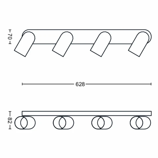 Philips Plafondspot Pongee zwart 4-spots