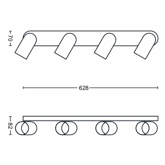 Philips Plafondspot Pongee zwart 4-spots