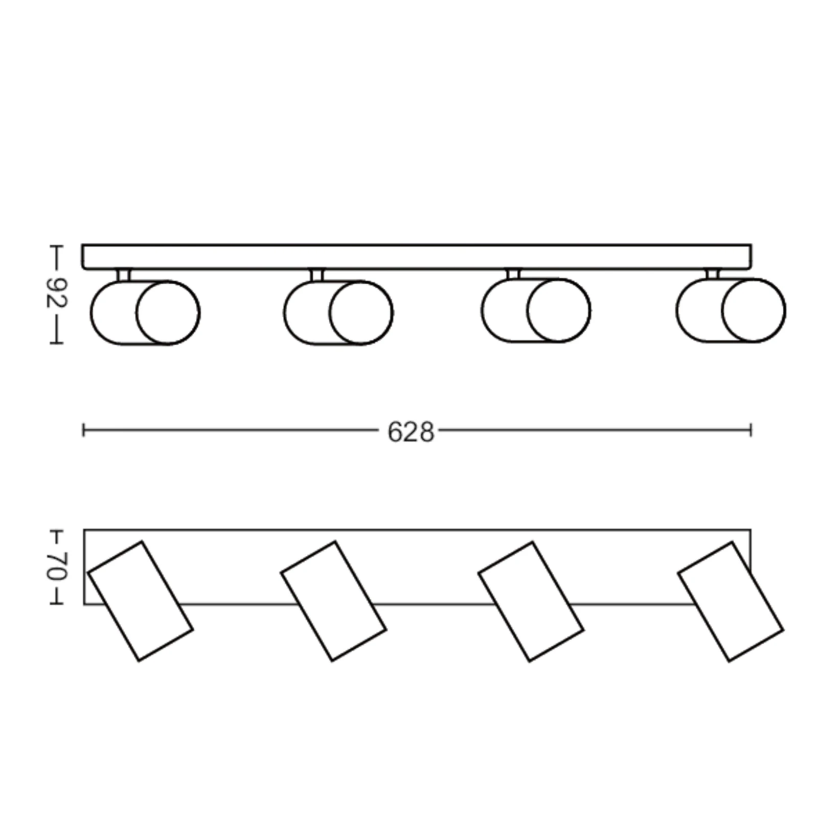 Philips Plafondspot Kosipo zwart - 4-spots