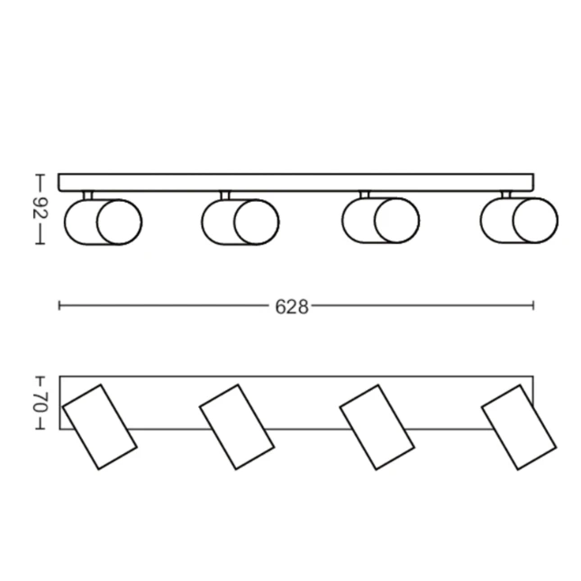 Philips Plafondspot Kosipo zwart - 4-spots