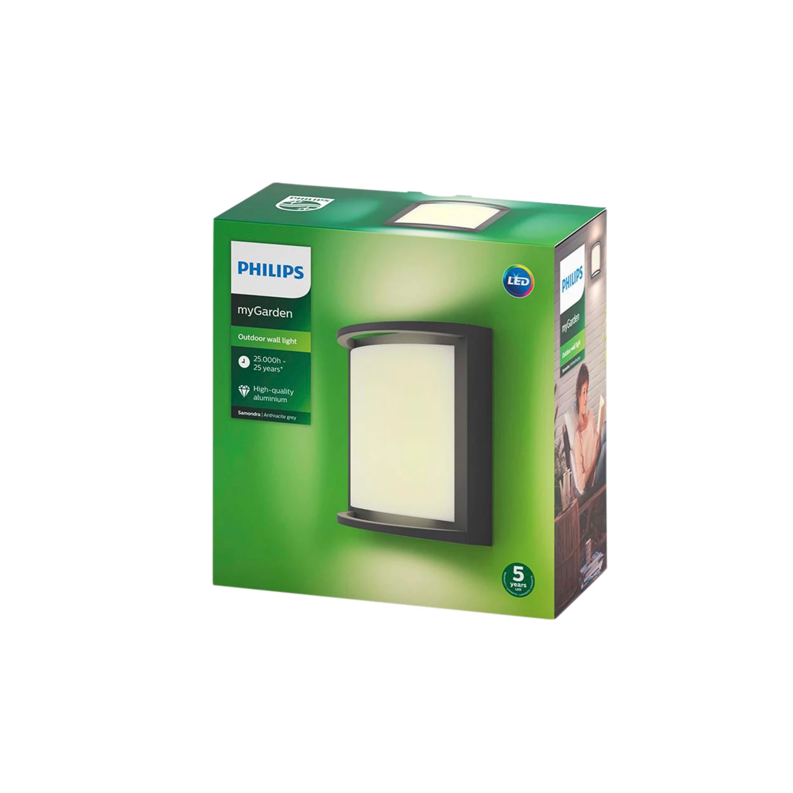 Philips Buitenwandlamp Samondra 1x12W antraciet