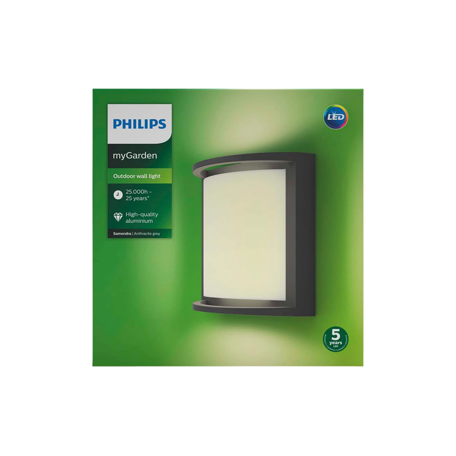 Philips Buitenwandlamp Samondra 1x12W antraciet