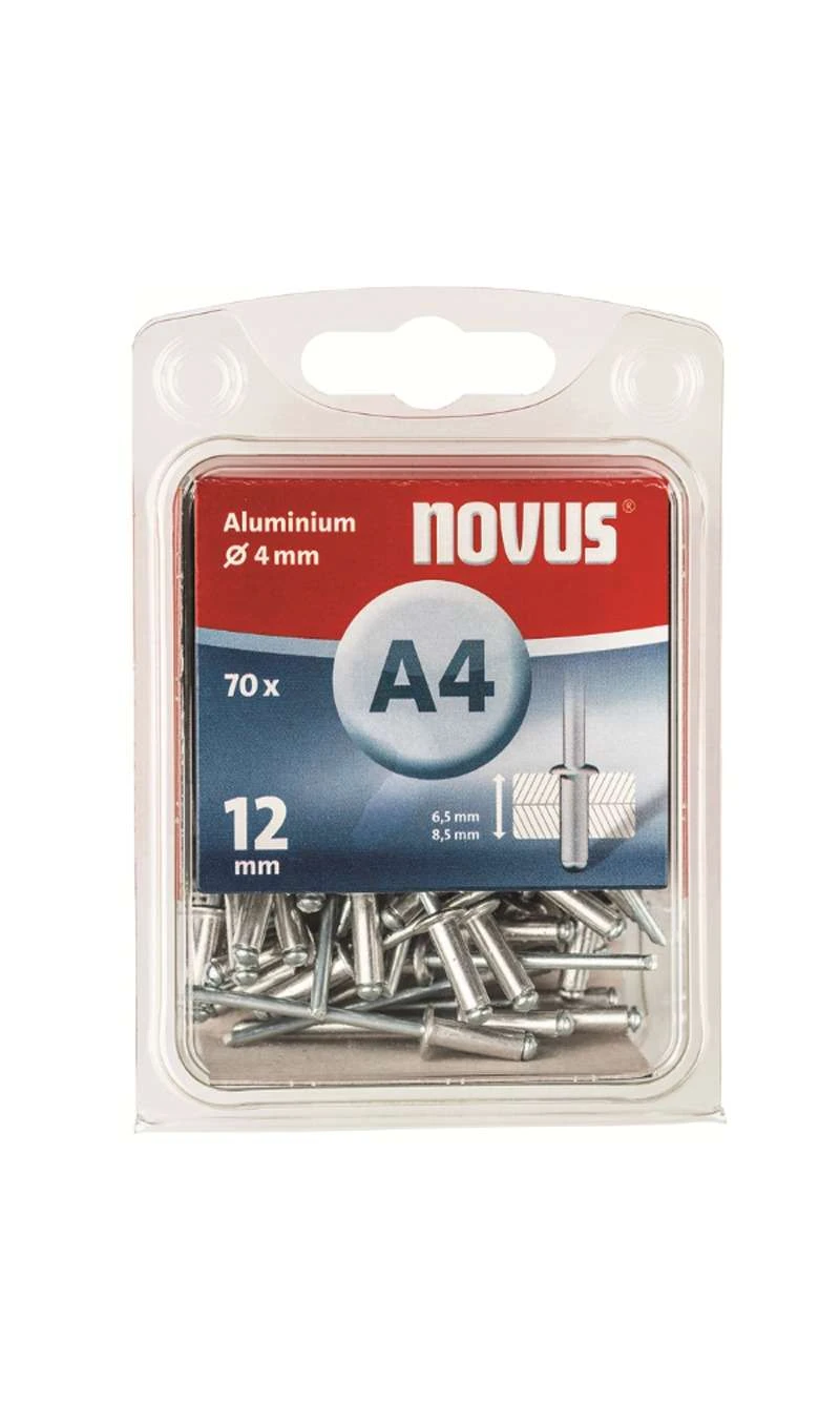 Novus Blindklinknagel A4/12 mm Aluminium (70 stuks)