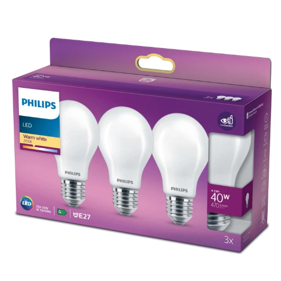 Philips LED Lamp Classic 40W E27 A60 WW FR ND 3PF-6 (3 stuks)