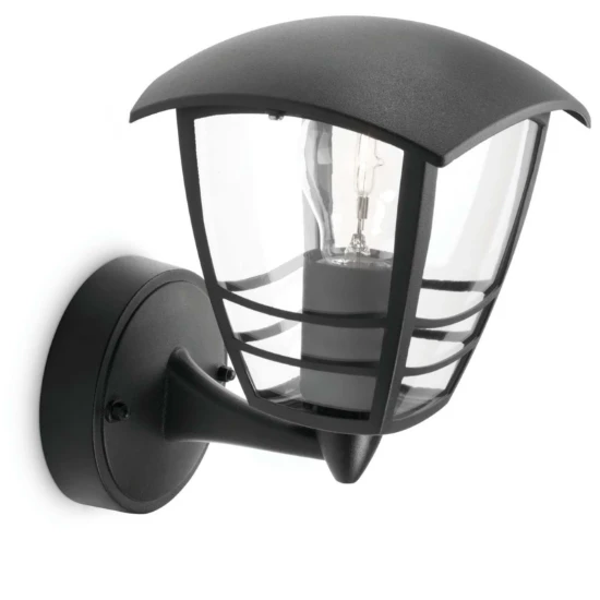 Philips Buitenwandlamp Creek 1x60W 230V zwart - opwaarts