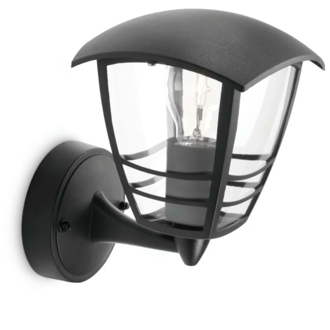 Philips Buitenwandlamp Creek 1x60W 230V zwart - opwaarts