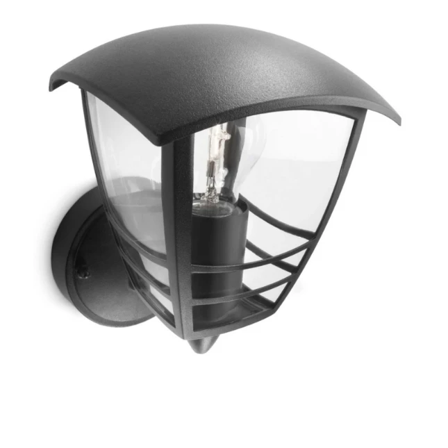 Philips Buitenwandlamp Creek 1x60W 230V zwart - opwaarts