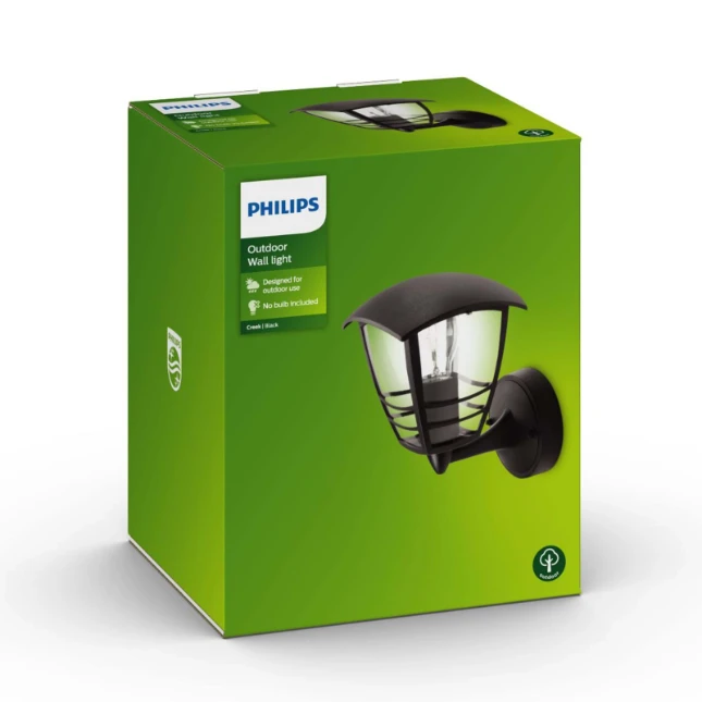 Philips Buitenwandlamp Creek 1x60W 230V zwart - opwaarts