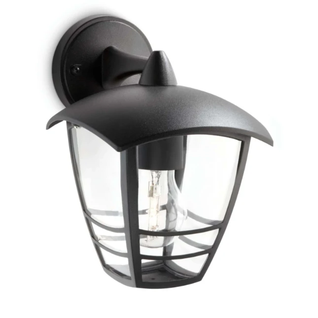 Philips Buitenwandlamp Creek 1x60W 230V zwart - neerwaarts