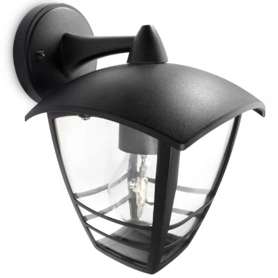Philips Buitenwandlamp Creek 1x60W 230V zwart - neerwaarts