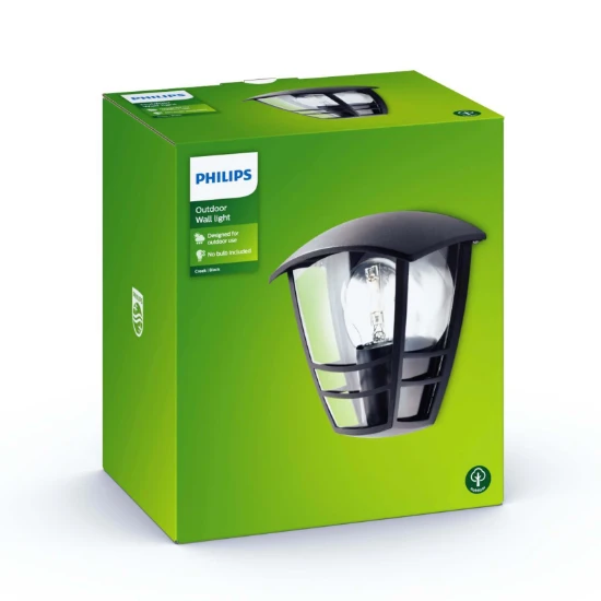 Philips Buitenwandlamp Creek 1x60W 230V zwart - vrijstaand