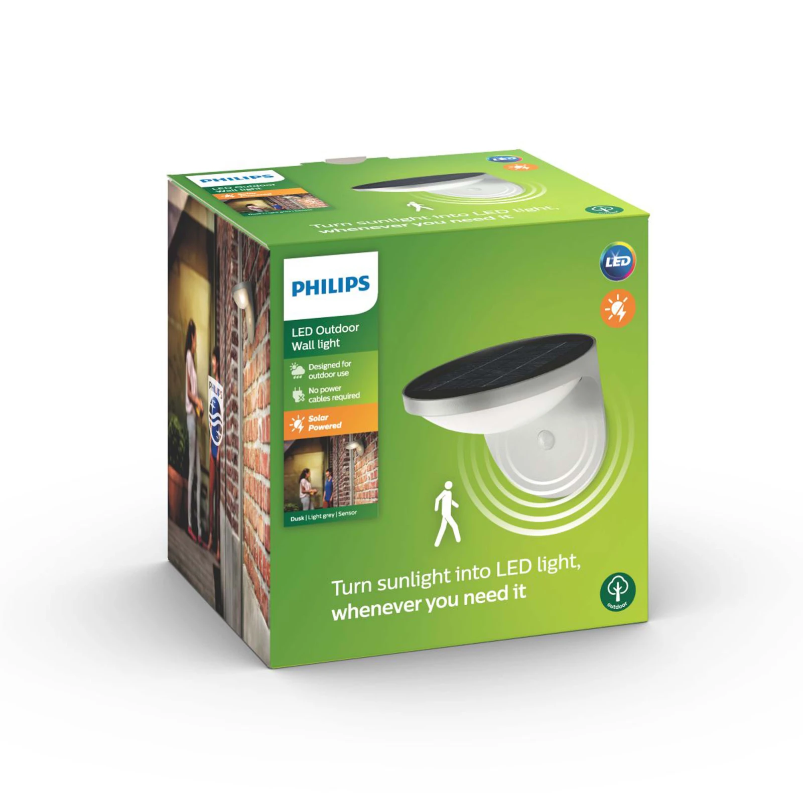 Philips Buitenwandlamp Dusk 1x1W SELV grijs - met sensor