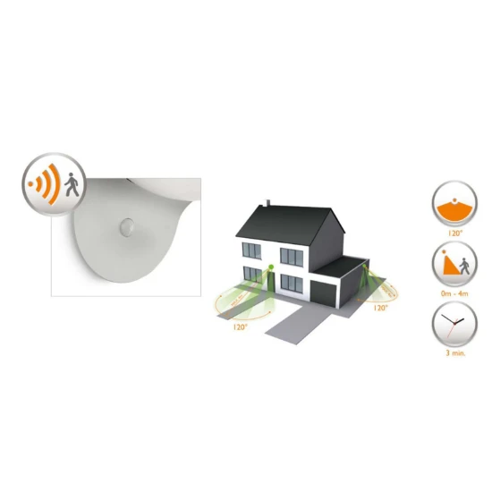Philips Buitenwandlamp Dusk 1x1W SELV grijs - met sensor
