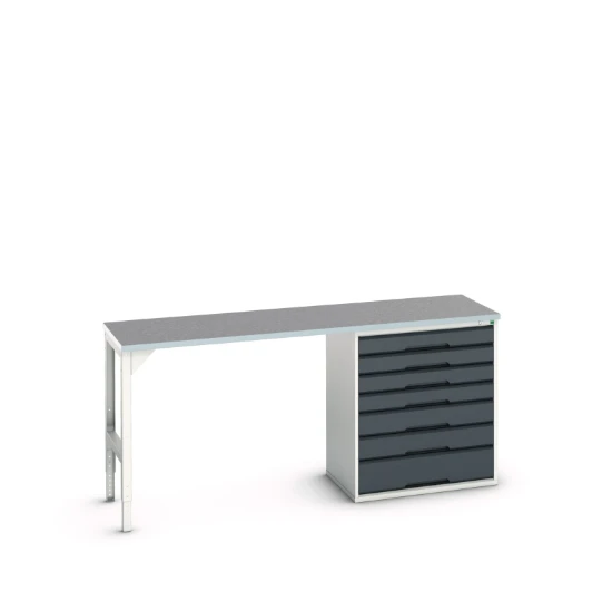 bott Verso werkbank 7 lades Breedte lade 800 mm Linoleum RAL 7016