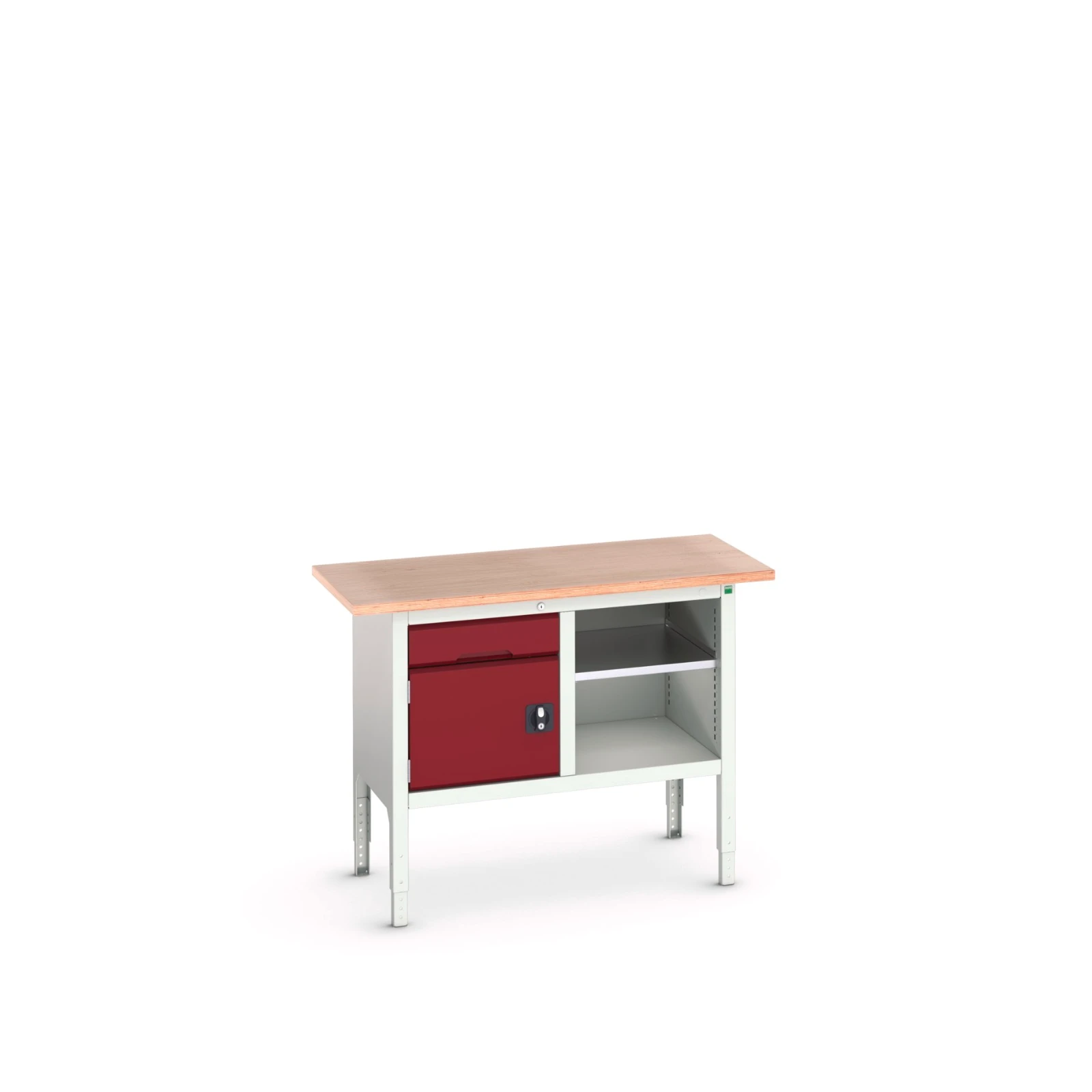 bott Verso verstelbare werkbank 1250x600x830-930mm 1 deur Multiplex RAL 3004