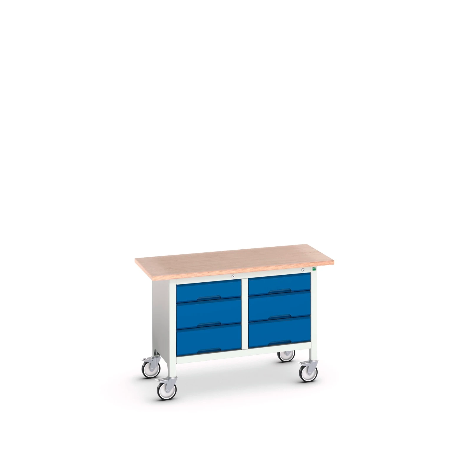bott Verso verrijdbare werkbank 1250x600x830mm 6 laden Multiplex RAL 5010