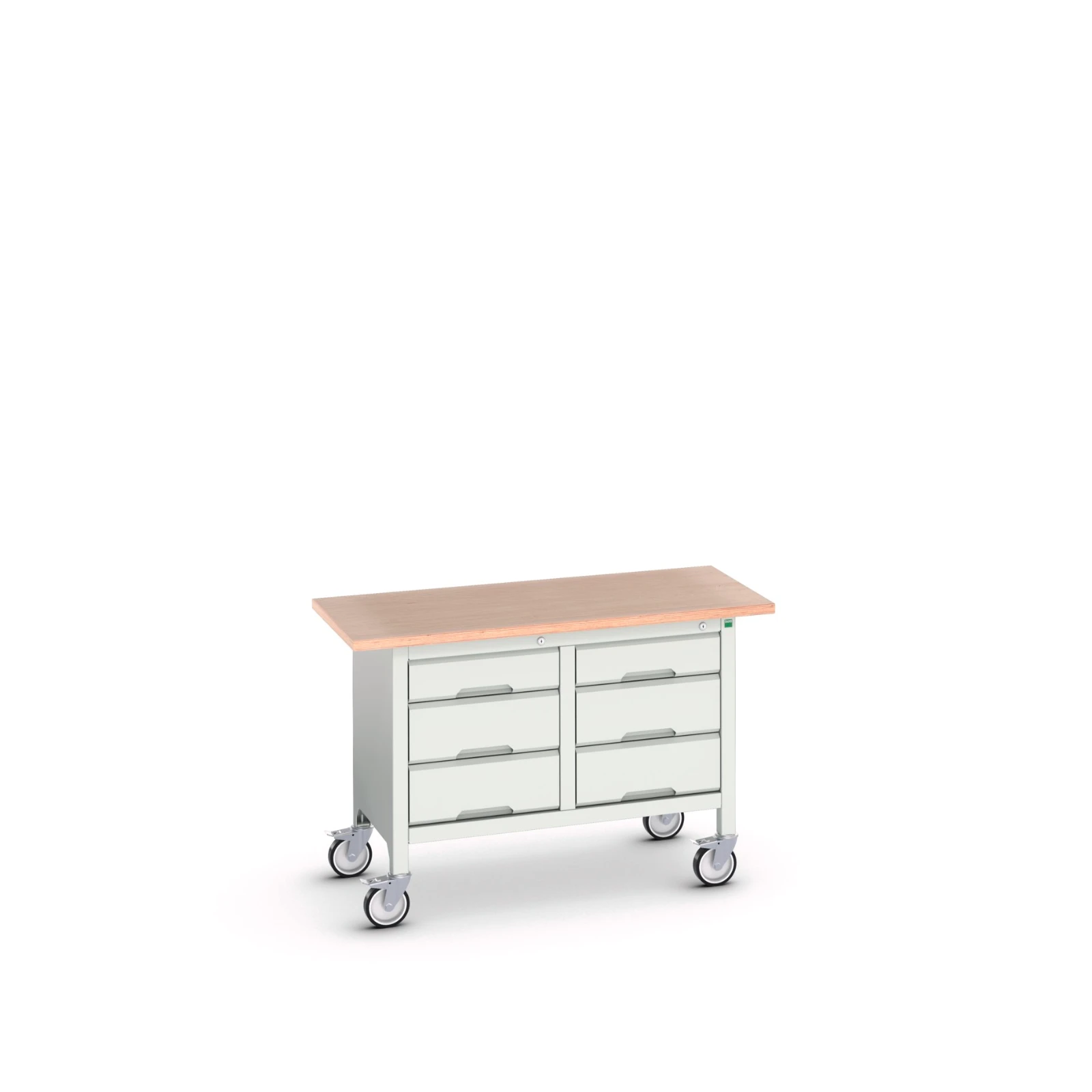bott Verso verrijdbare werkbank 1250x600x830mm 6 laden Multiplex RAL 7035
