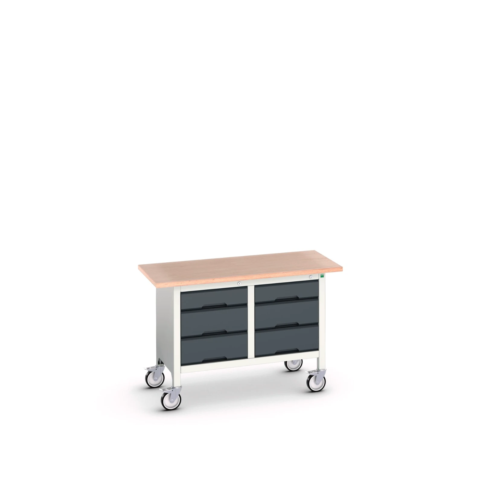 bott Verso verrijdbare werkbank 1250x600x830mm 6 laden Multiplex RAL 7016