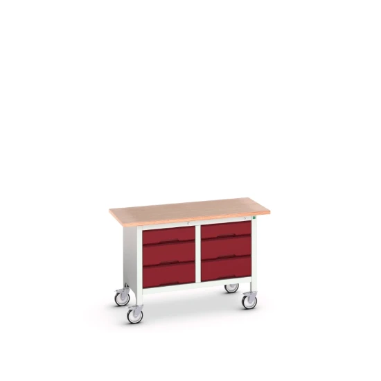 bott Verso verrijdbare werkbank 1250x600x830mm 6 laden Multiplex RAL 3004