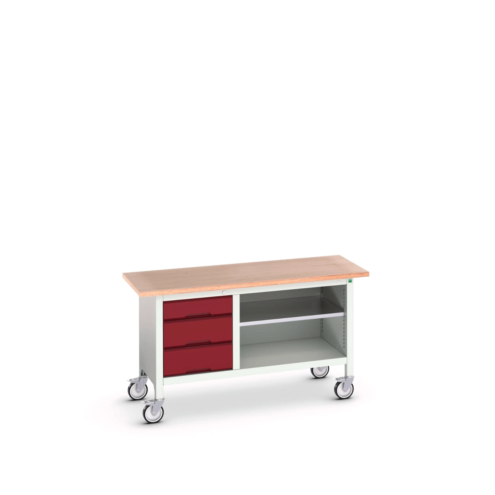 bott Verso verrijdbare werkbank 1500x600x830mm 3 laden 1 middenschap Multiplex 3004
