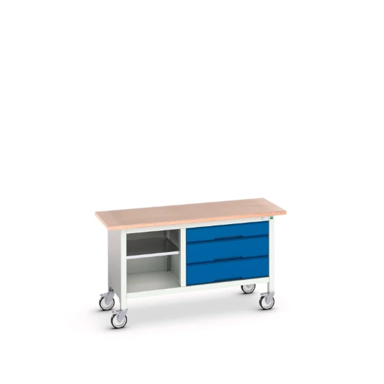 bott Verso verrijdbare werkbank 1500x600x830mm 3 laden 1 middenschap Multiplex 5010