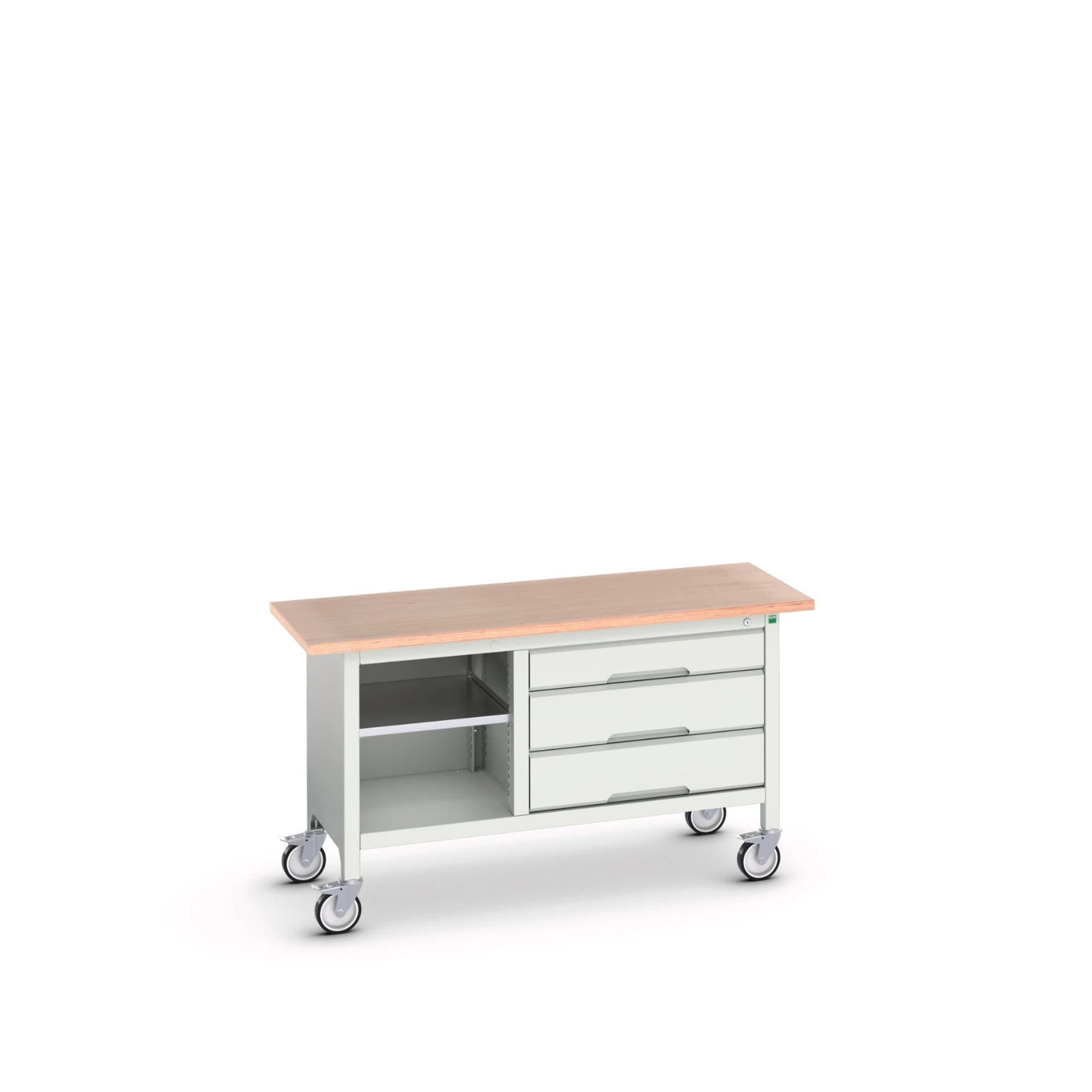 bott Verso verrijdbare werkbank 1500x600x830mm 3 laden 1 middenschap Multiplex 7035