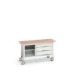 bott Verso verrijdbare werkbank 1500x600x830mm 3 laden 1 middenschap Multiplex 7035
