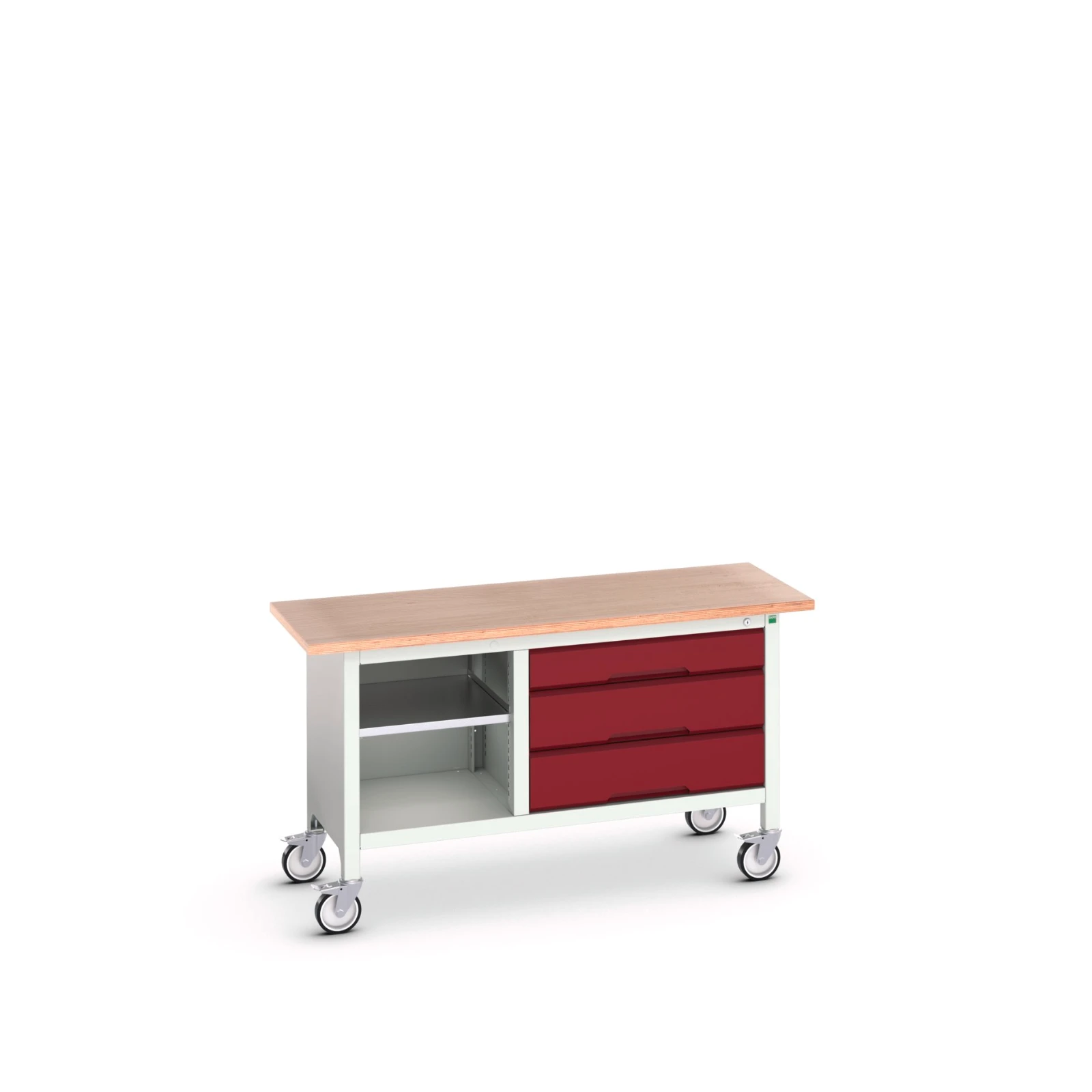 bott Verso verrijdbare werkbank 1500x600x830mm 3 laden 1 middenschap Multiplex 3004