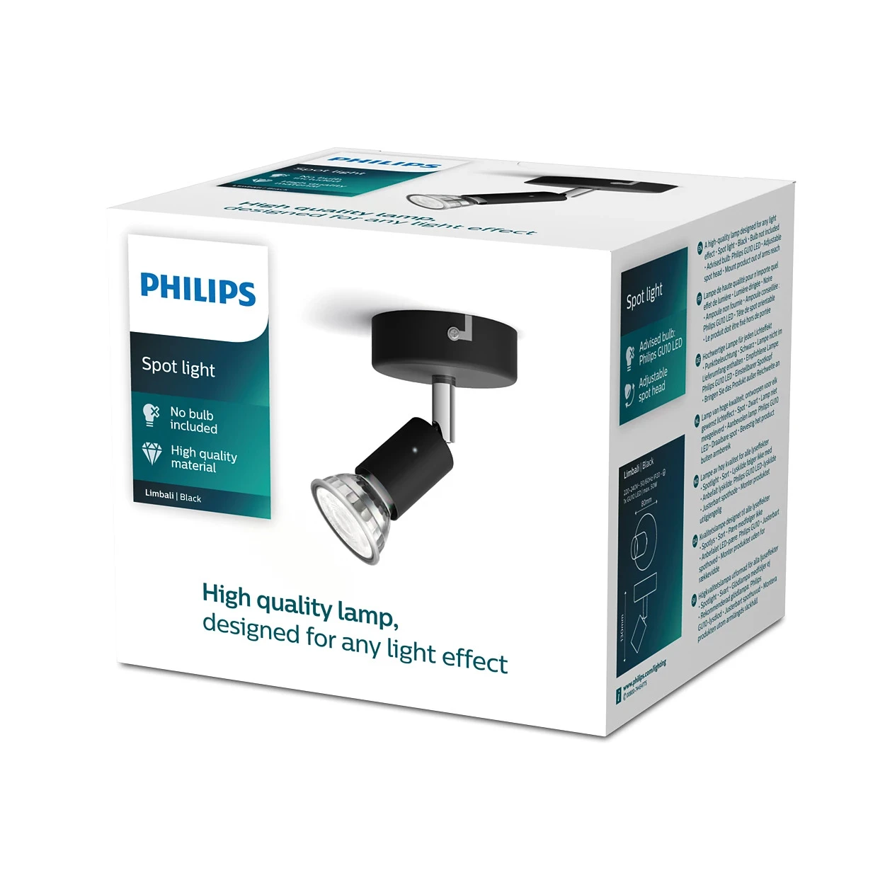 Philips Opbouwspot Limbali 50W zwart - 1-spot