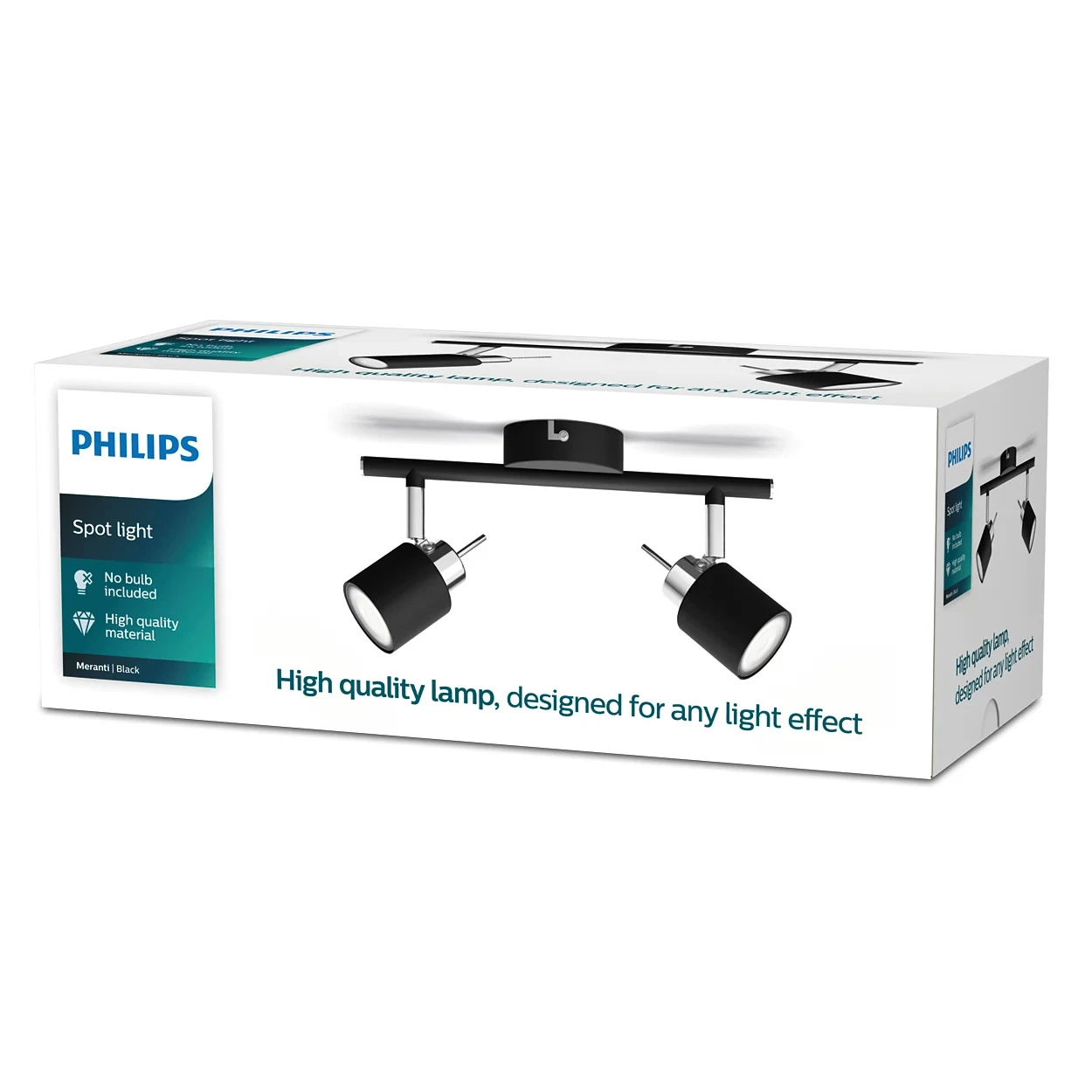 Philips Opbouwspot Meranti 50W zwart - 2-spots